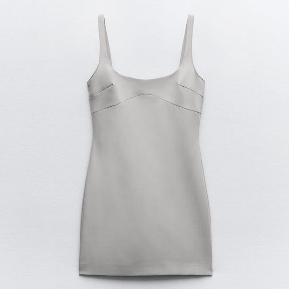 NWT ZARA Tailored Mini Dress Gray Medium